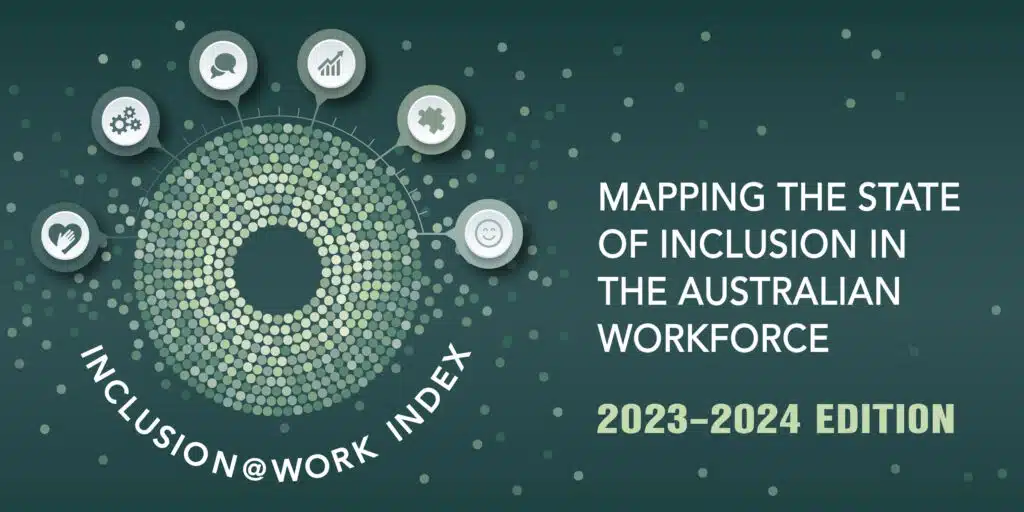 Inclusion@Work Index 2023-2024 banner with text mapping the state of inclusion of the Australian workforce