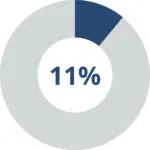 Donut chart showing 11%