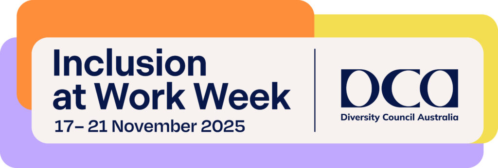 2025 Inclusion at Work Week logo 17 - 21 November. Horizontal alignment, includes DCA logo.