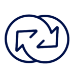 Two circular arrows that connect to portray inclusion.