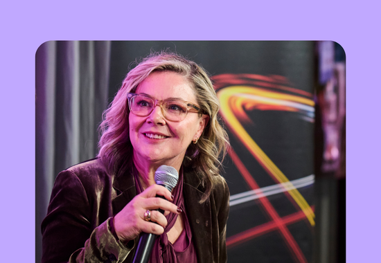 Catherine Hunter with microphone